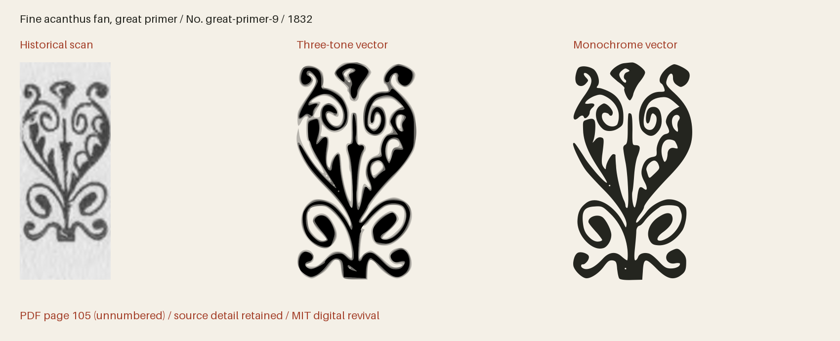 Historical scan beside the three-tone and monochrome vector revivals