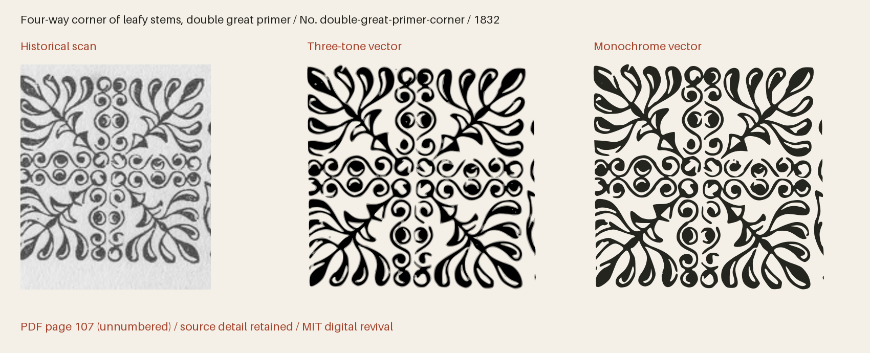 Historical scan beside the three-tone and monochrome vector revivals