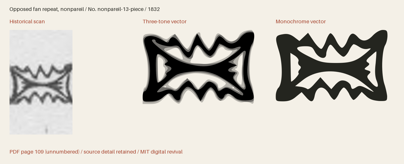 Historical scan beside the three-tone and monochrome vector revivals
