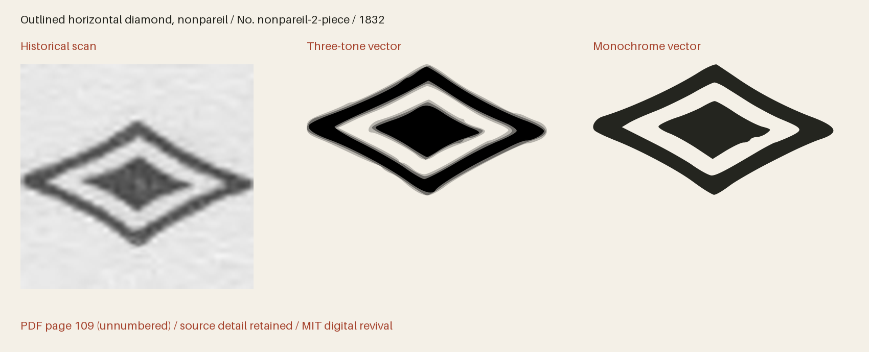 Historical scan beside the three-tone and monochrome vector revivals
