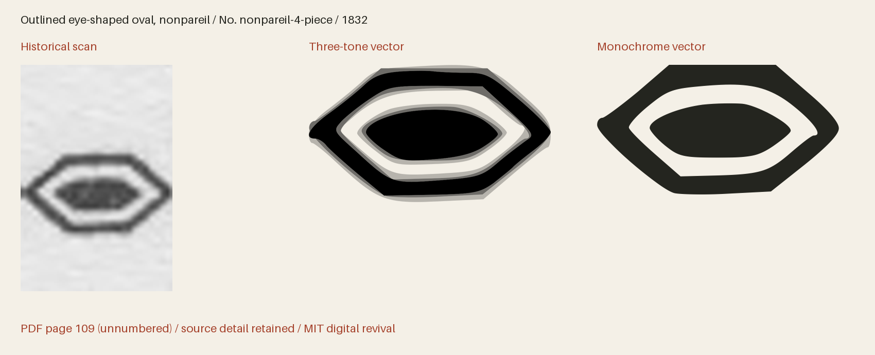 Historical scan beside the three-tone and monochrome vector revivals