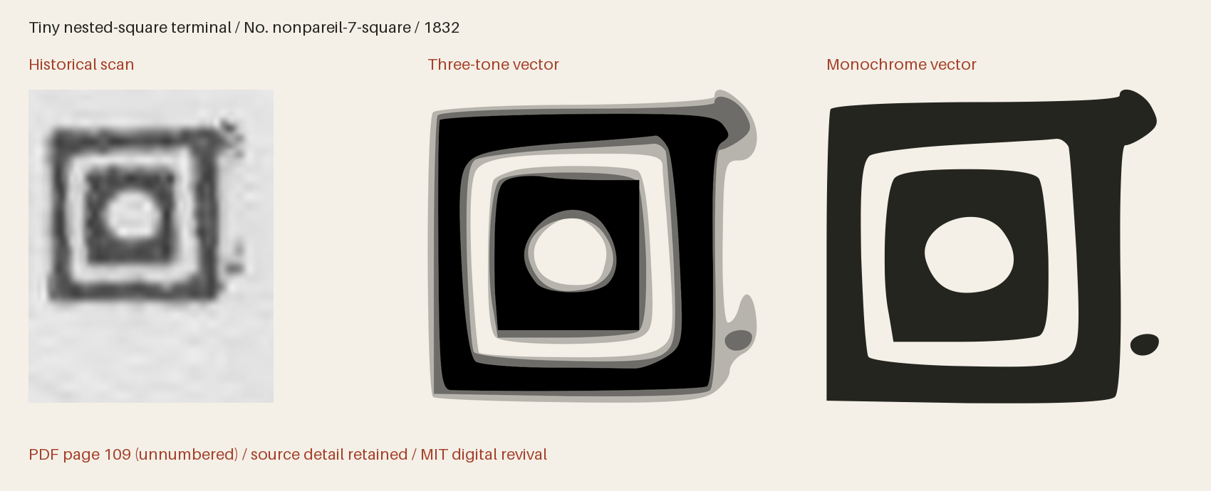 Historical scan beside the three-tone and monochrome vector revivals