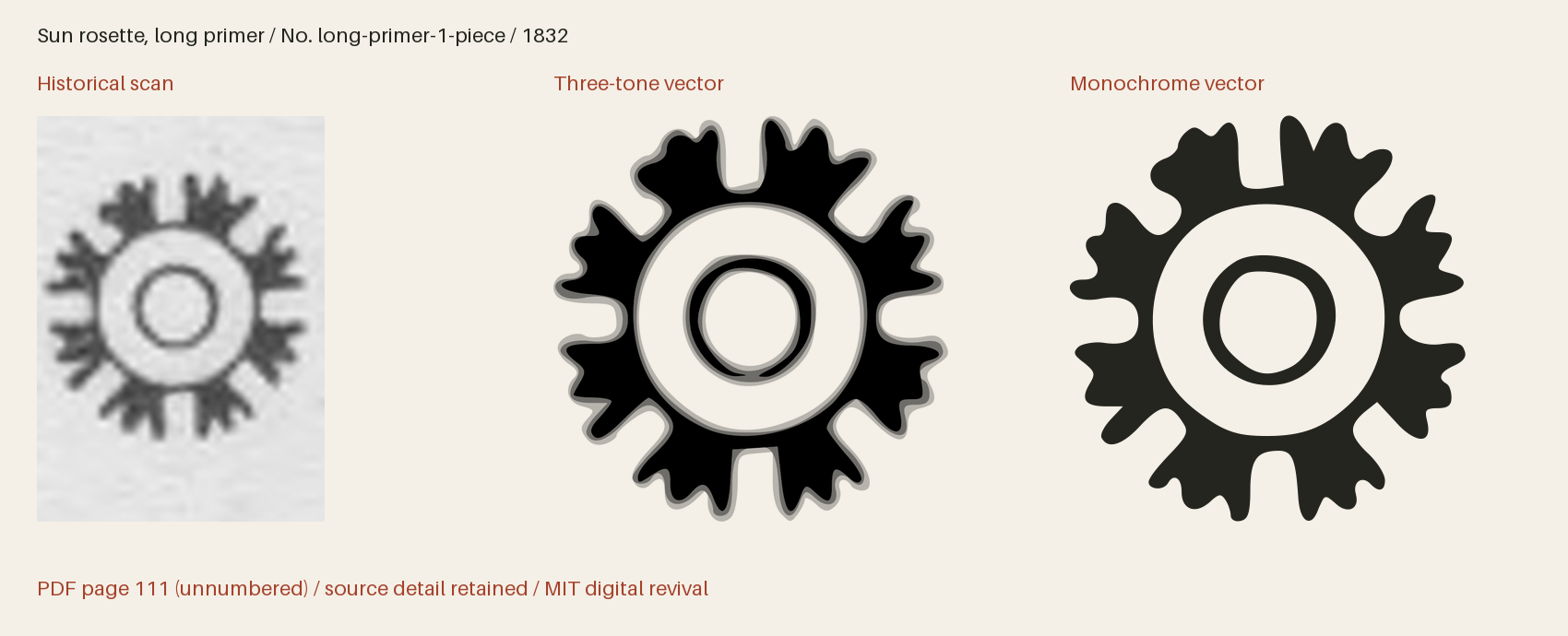 Historical scan beside the three-tone and monochrome vector revivals