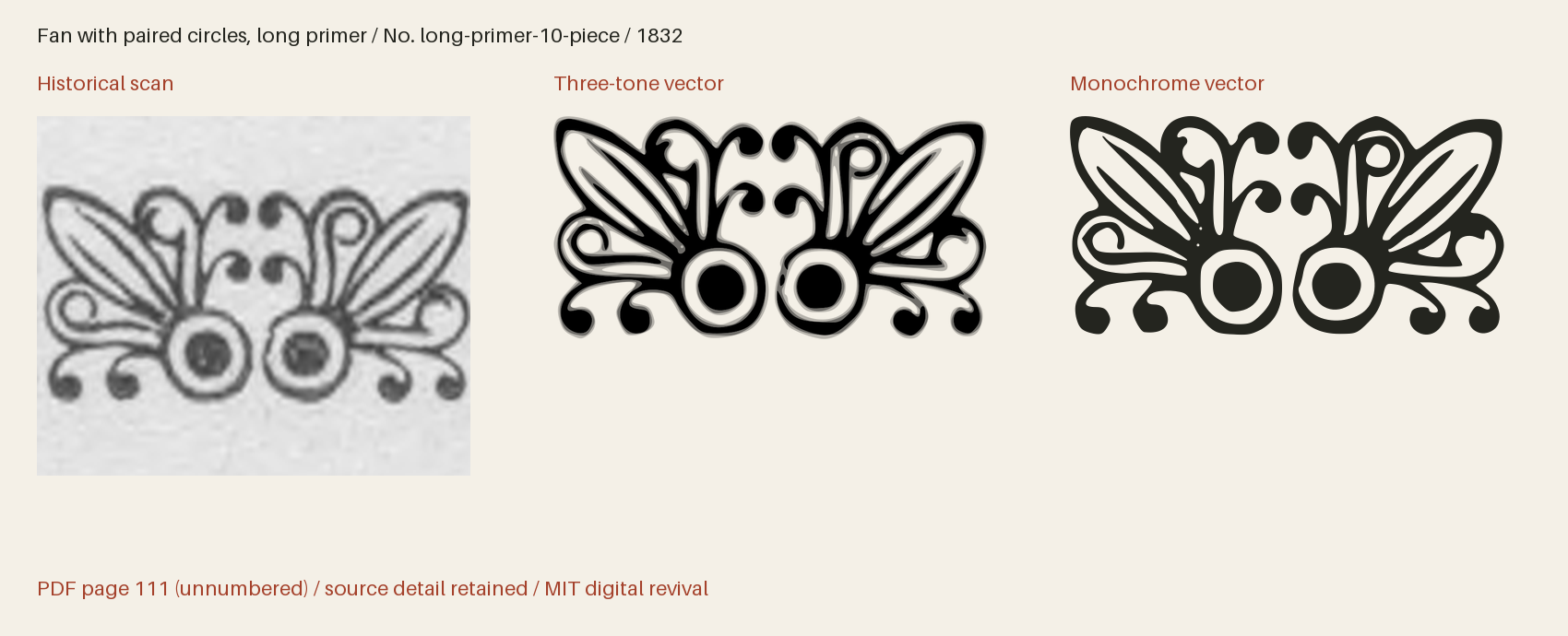 Historical scan beside the three-tone and monochrome vector revivals
