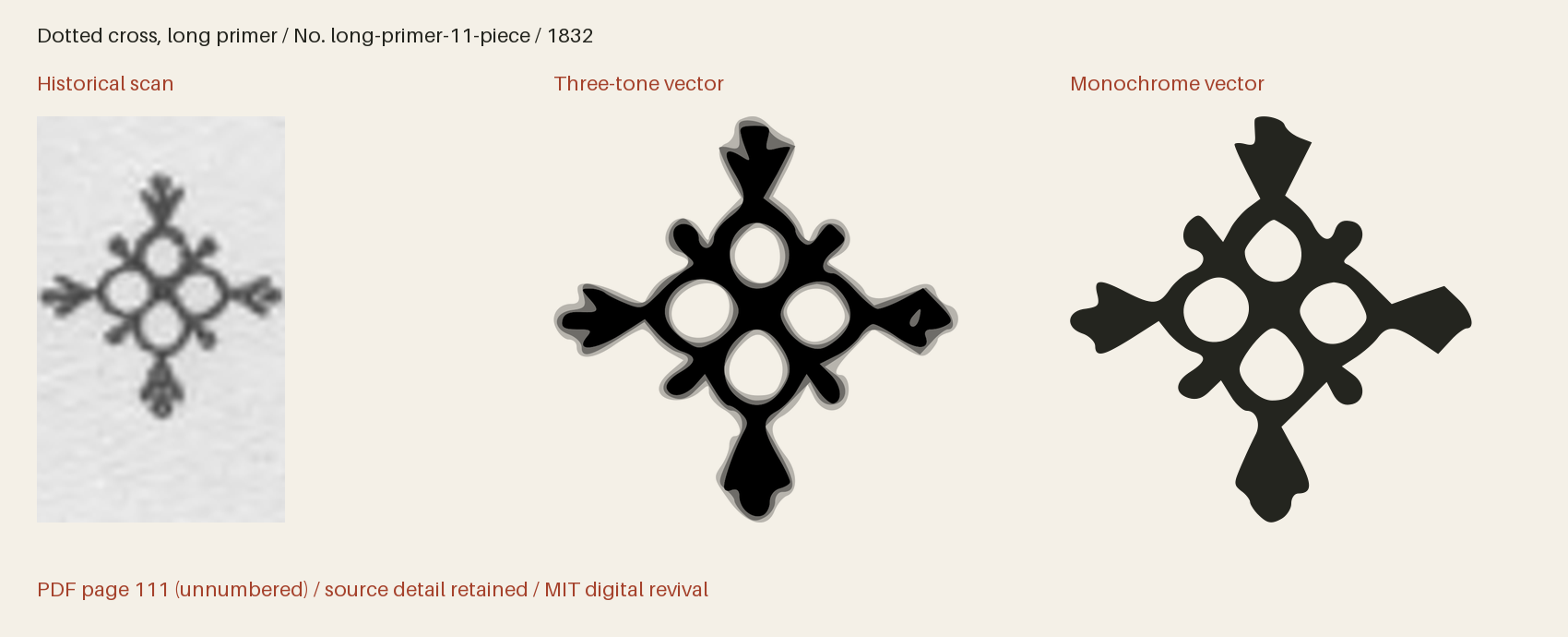 Historical scan beside the three-tone and monochrome vector revivals