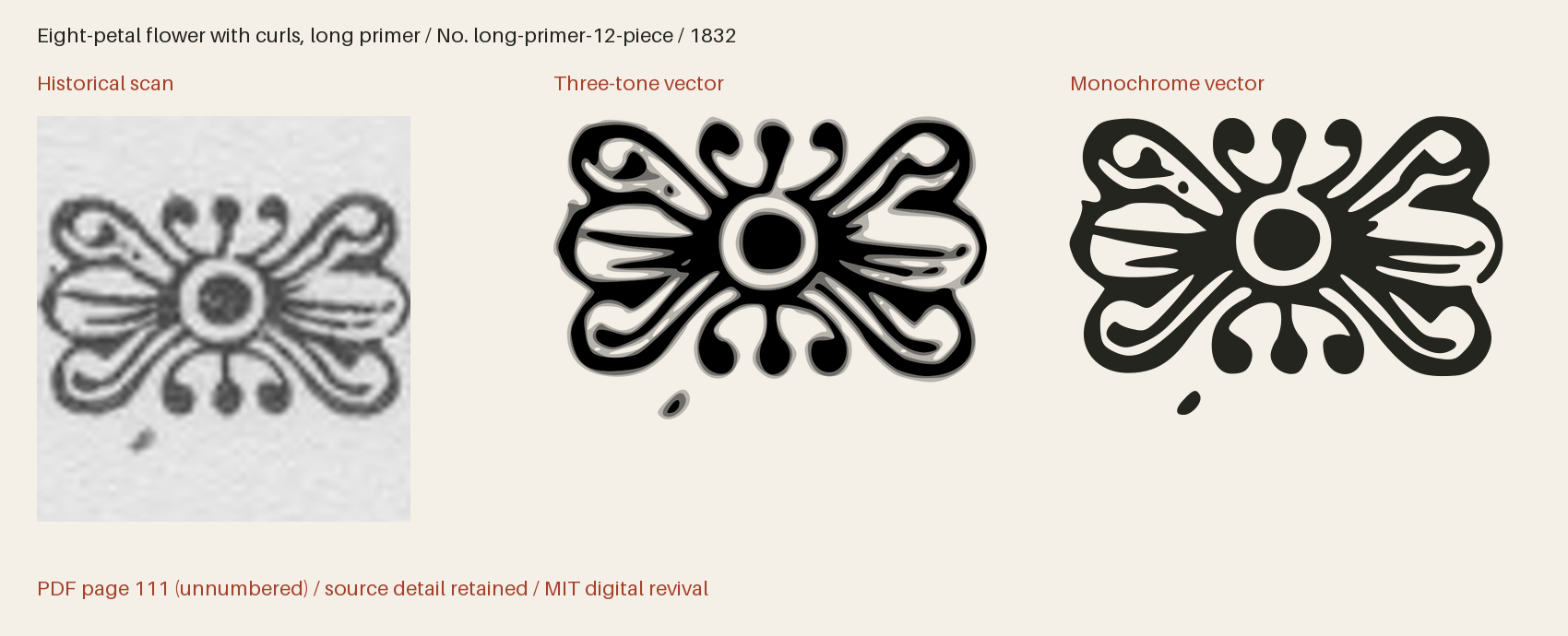 Historical scan beside the three-tone and monochrome vector revivals