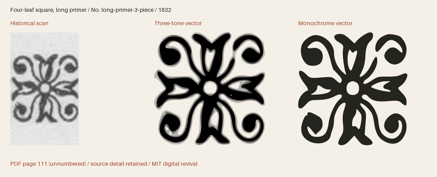 Historical scan beside the three-tone and monochrome vector revivals