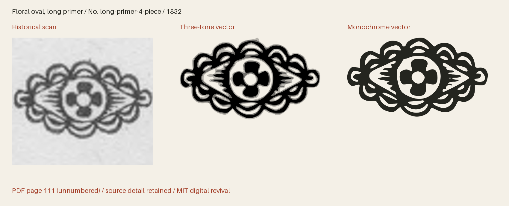 Historical scan beside the three-tone and monochrome vector revivals