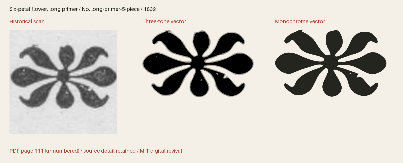 Historical scan beside the three-tone and monochrome vector revivals