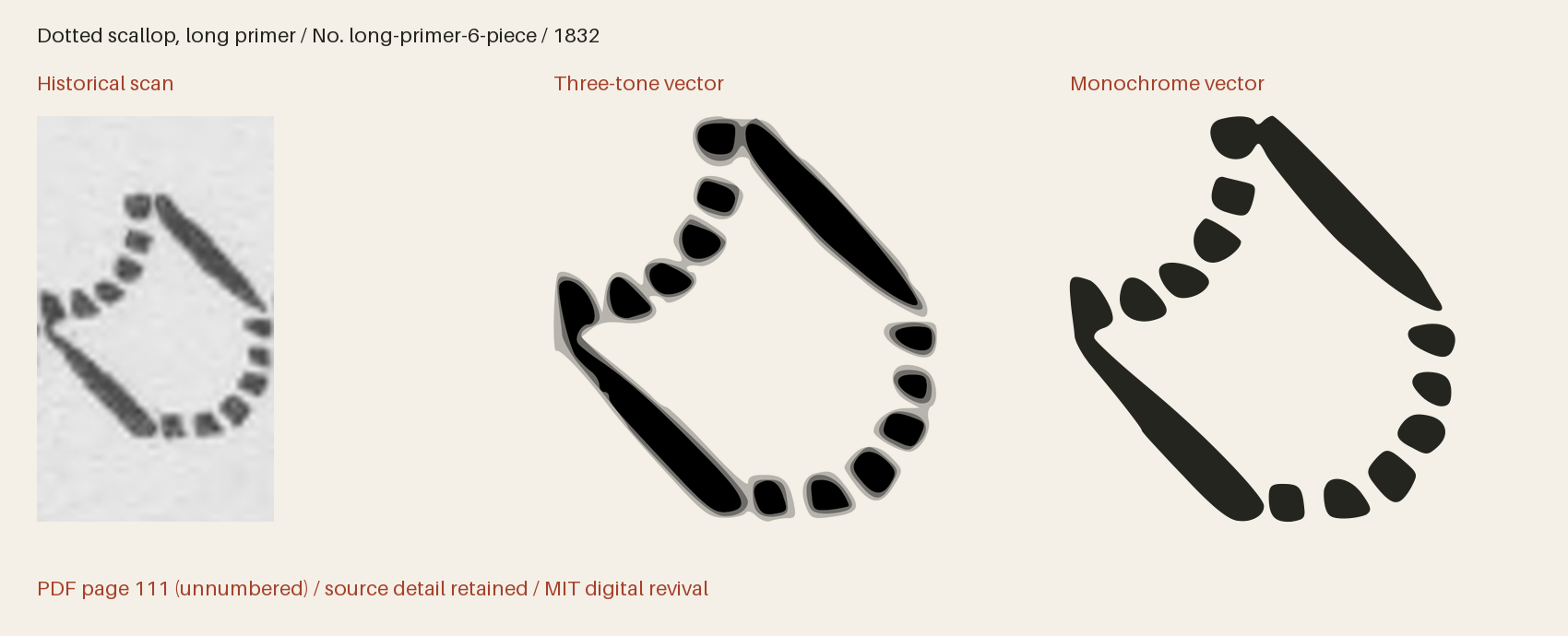 Historical scan beside the three-tone and monochrome vector revivals