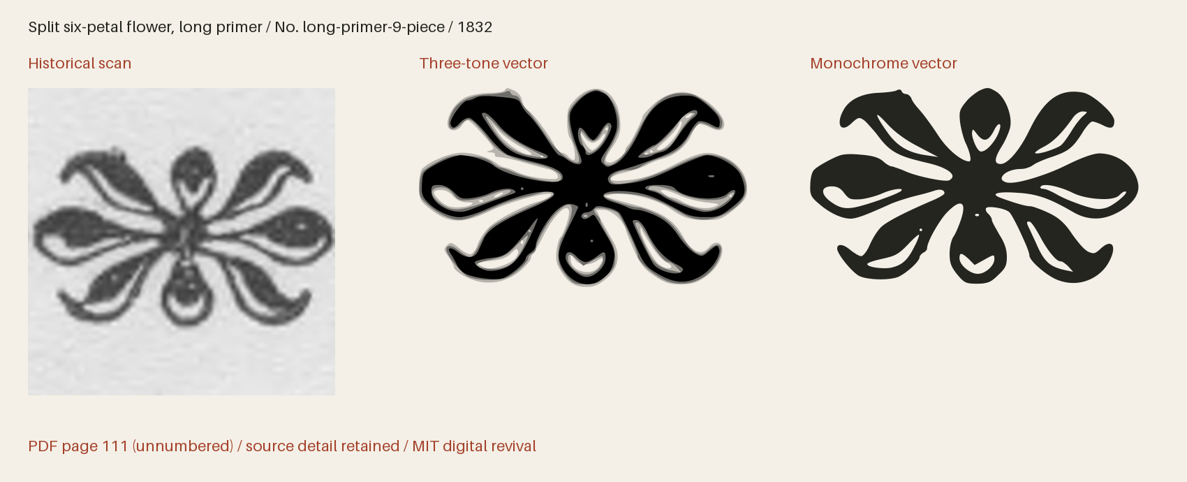 Historical scan beside the three-tone and monochrome vector revivals