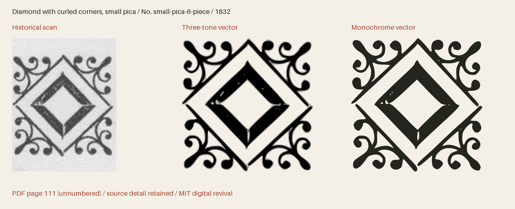 Historical scan beside the three-tone and monochrome vector revivals