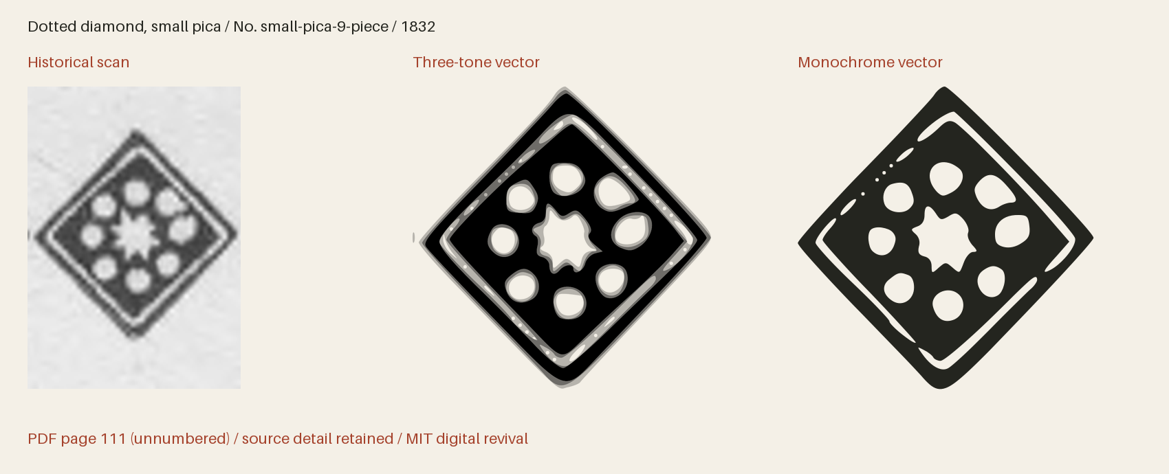 Historical scan beside the three-tone and monochrome vector revivals