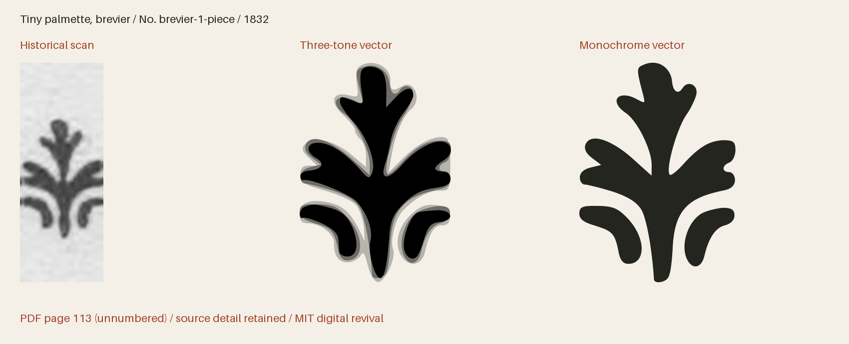 Historical scan beside the three-tone and monochrome vector revivals