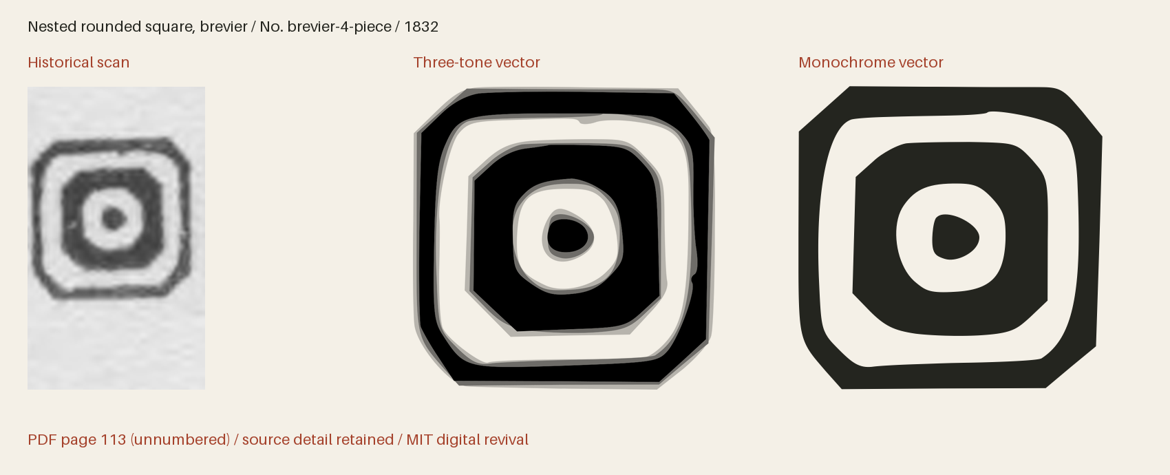 Historical scan beside the three-tone and monochrome vector revivals