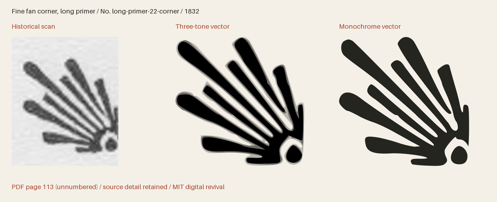 Historical scan beside the three-tone and monochrome vector revivals