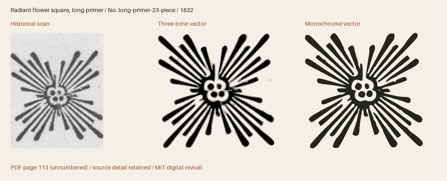 Historical scan beside the three-tone and monochrome vector revivals