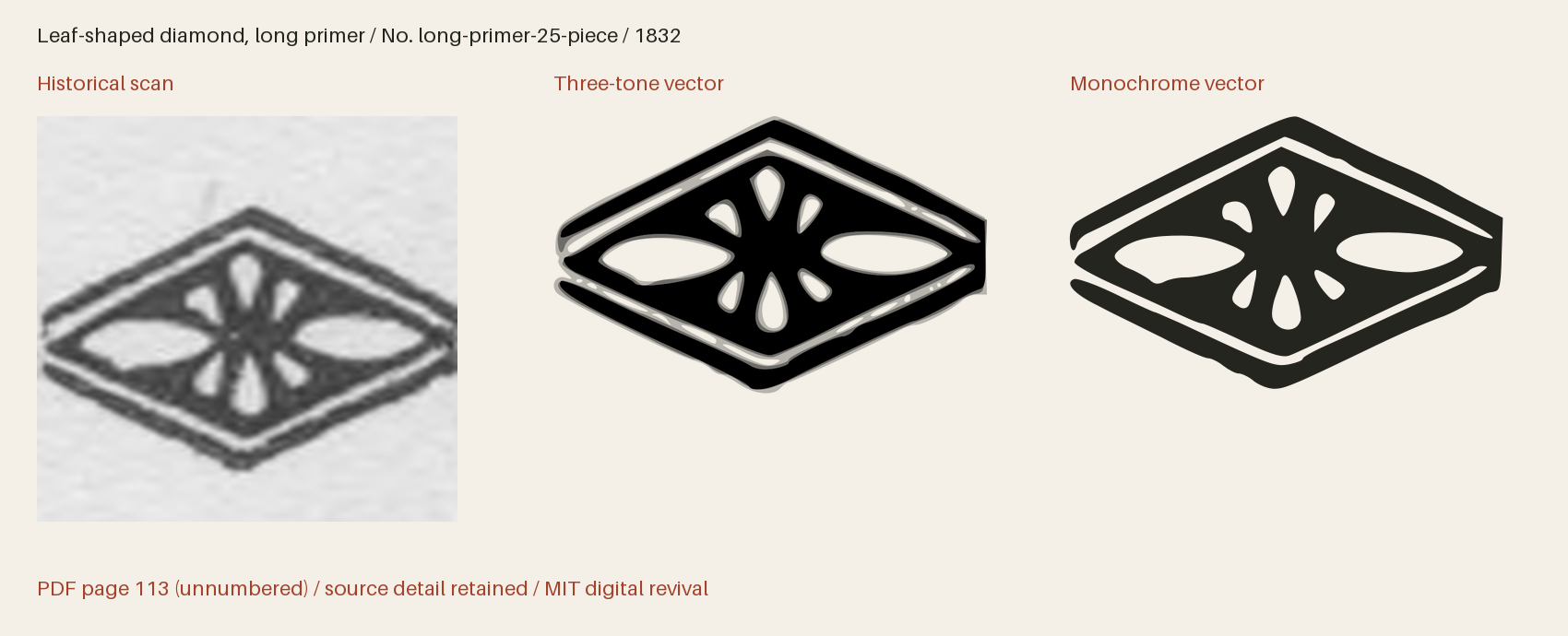 Historical scan beside the three-tone and monochrome vector revivals