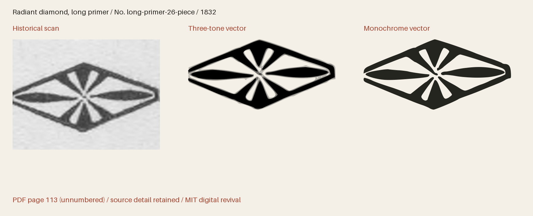 Historical scan beside the three-tone and monochrome vector revivals