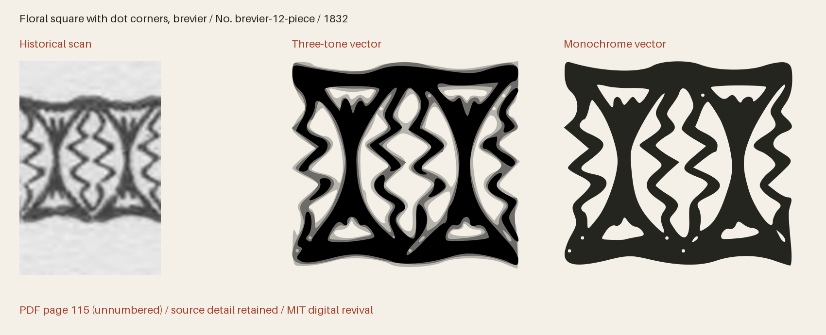 Historical scan beside the three-tone and monochrome vector revivals