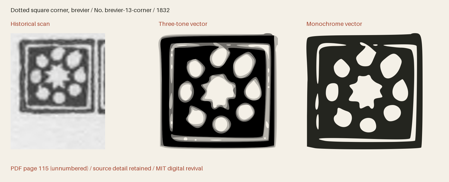 Historical scan beside the three-tone and monochrome vector revivals