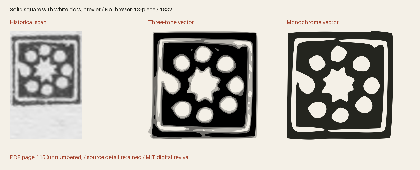 Historical scan beside the three-tone and monochrome vector revivals
