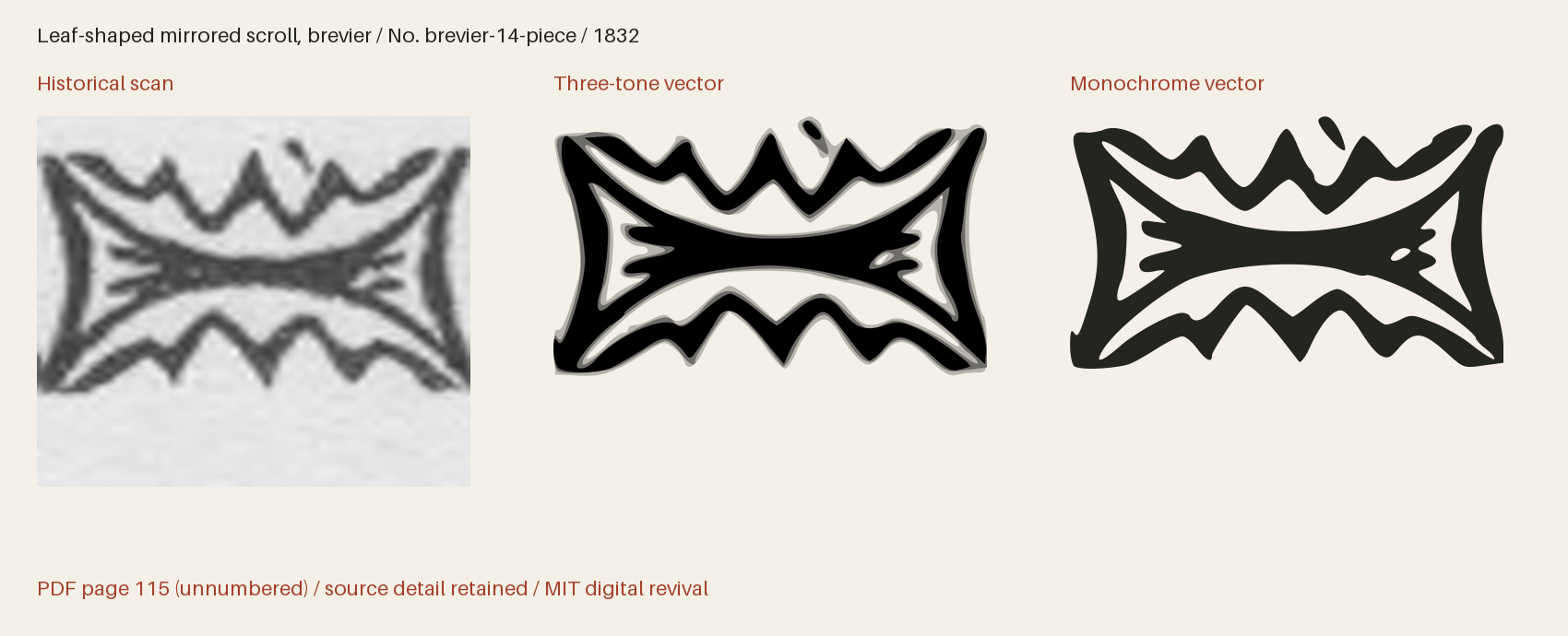 Historical scan beside the three-tone and monochrome vector revivals