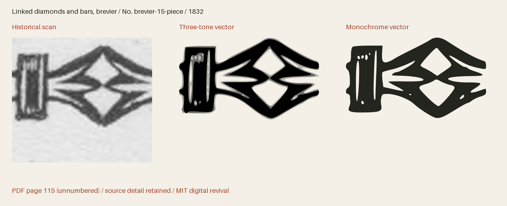 Historical scan beside the three-tone and monochrome vector revivals