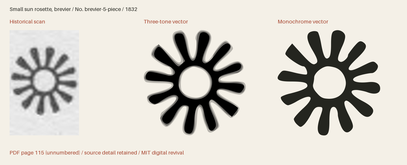 Historical scan beside the three-tone and monochrome vector revivals