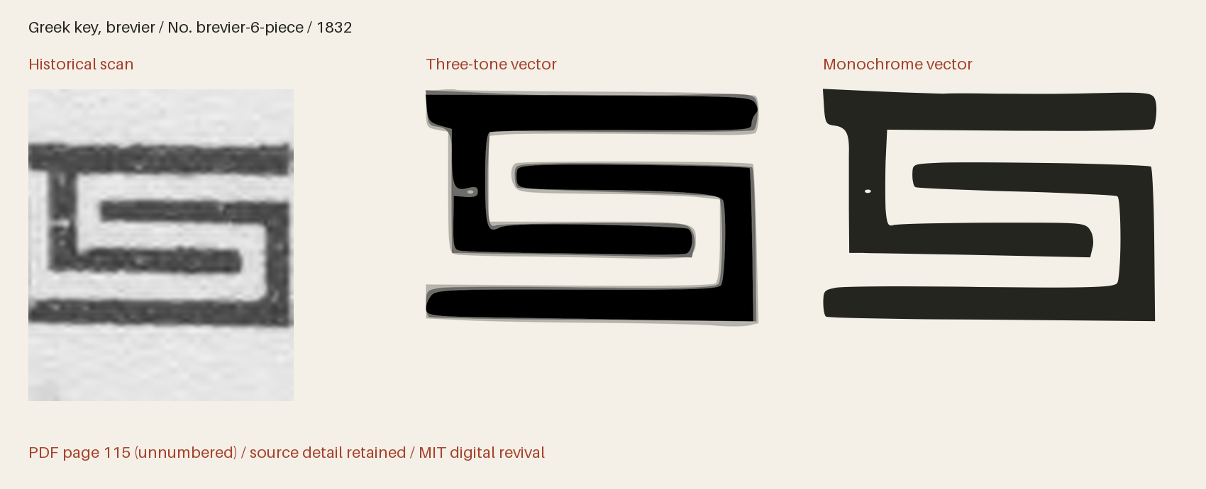 Historical scan beside the three-tone and monochrome vector revivals