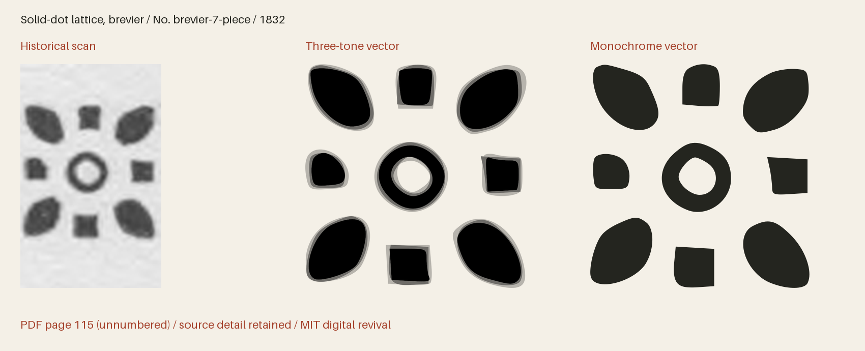 Historical scan beside the three-tone and monochrome vector revivals