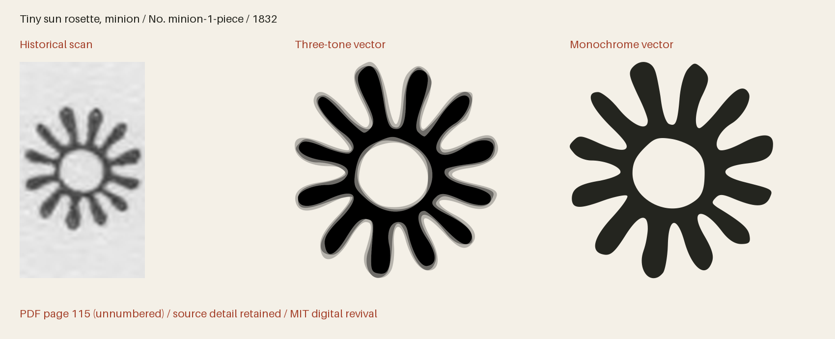 Historical scan beside the three-tone and monochrome vector revivals