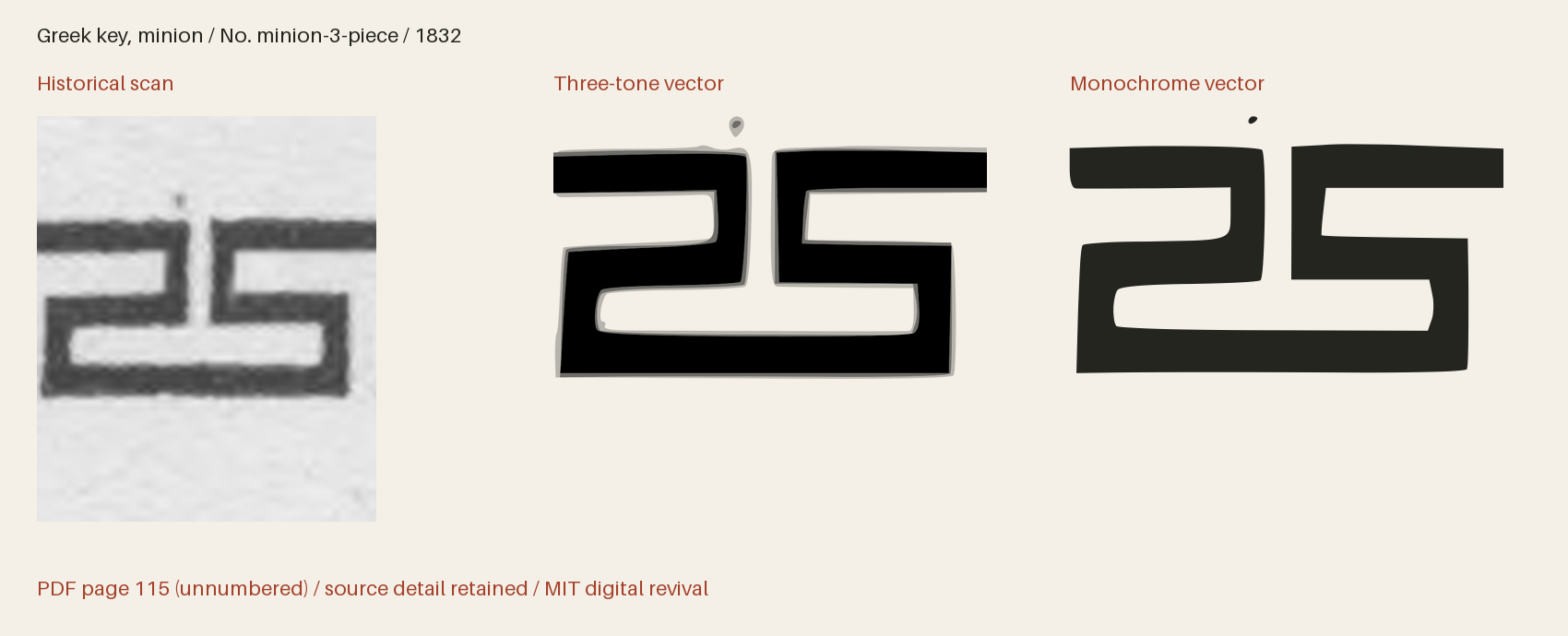 Historical scan beside the three-tone and monochrome vector revivals