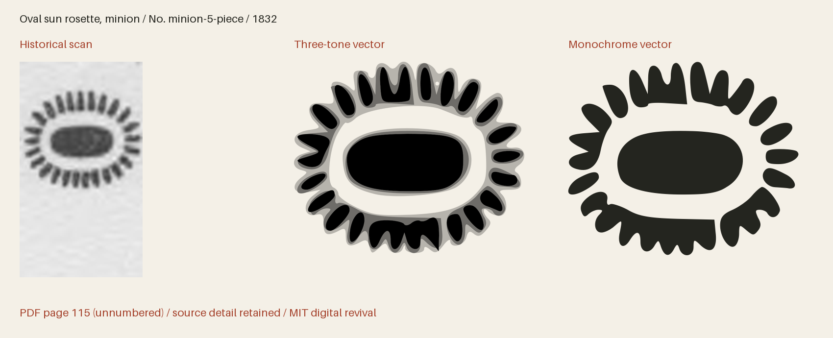 Historical scan beside the three-tone and monochrome vector revivals