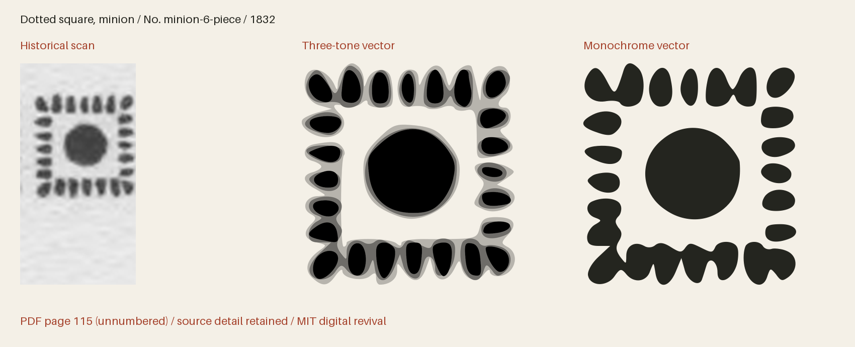 Historical scan beside the three-tone and monochrome vector revivals
