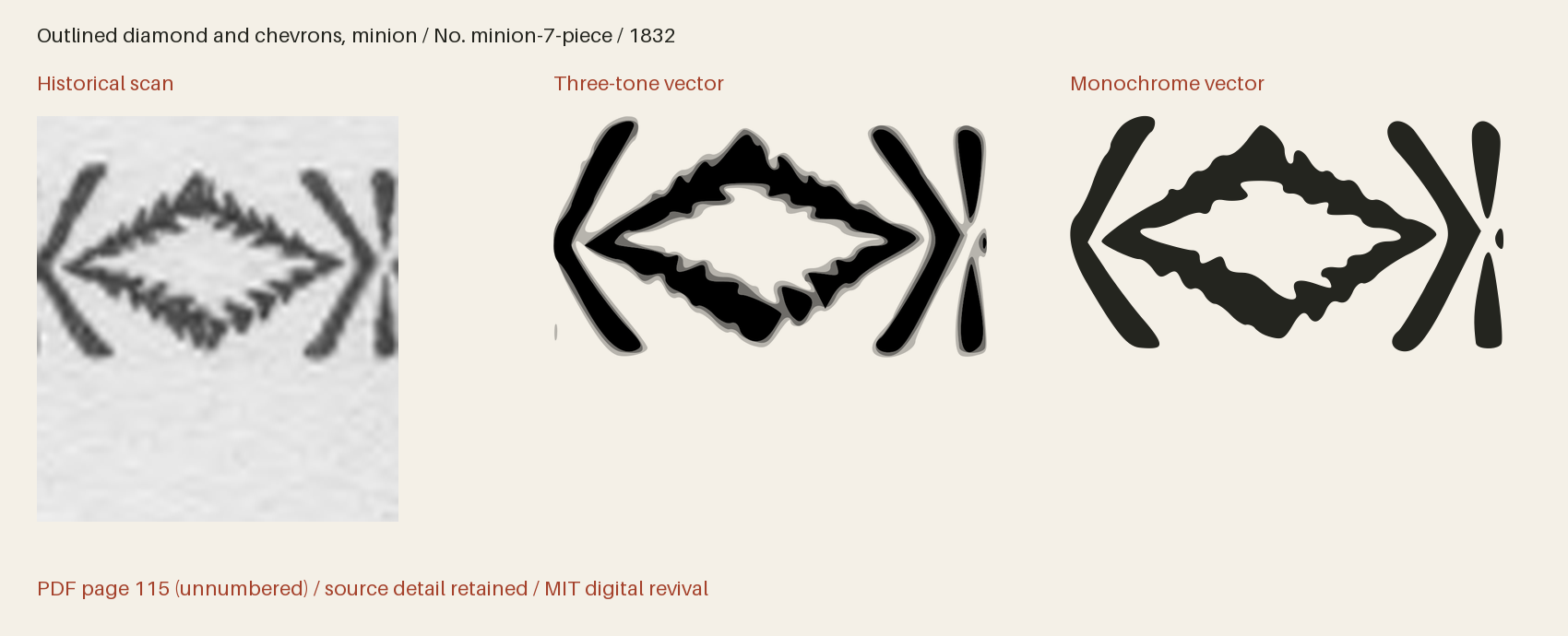 Historical scan beside the three-tone and monochrome vector revivals