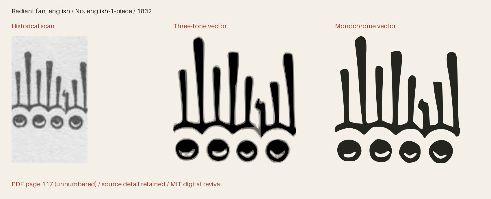 Historical scan beside the three-tone and monochrome vector revivals