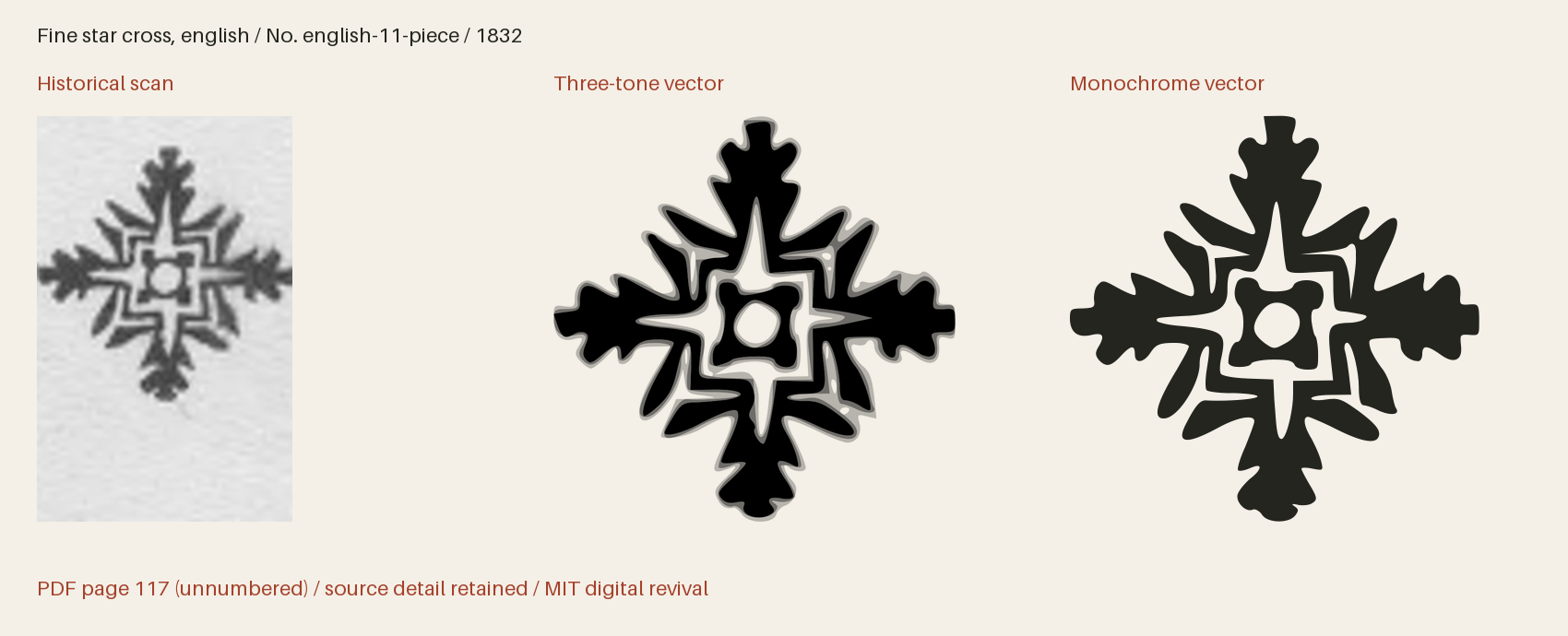 Historical scan beside the three-tone and monochrome vector revivals