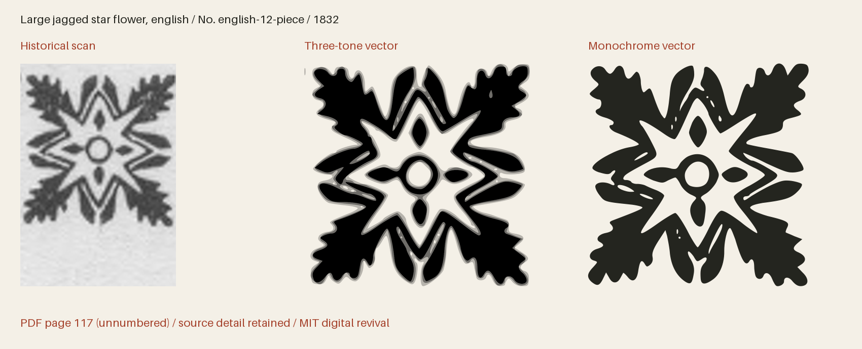 Historical scan beside the three-tone and monochrome vector revivals