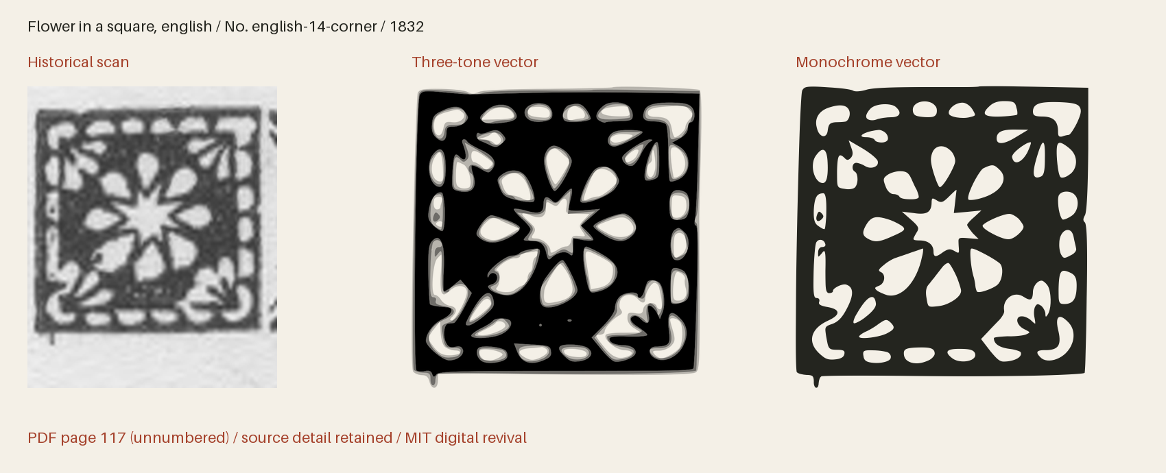 Historical scan beside the three-tone and monochrome vector revivals