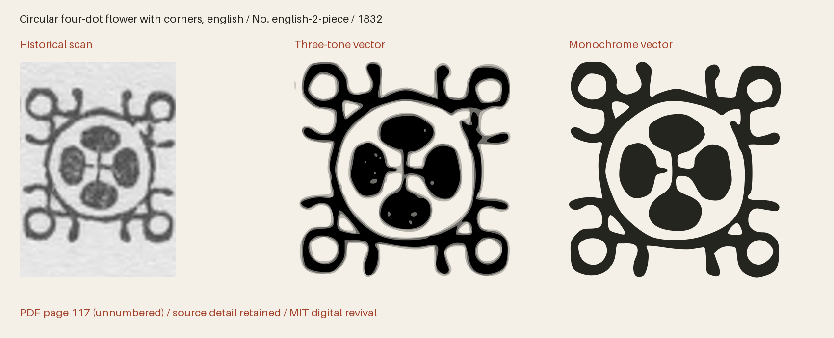 Historical scan beside the three-tone and monochrome vector revivals