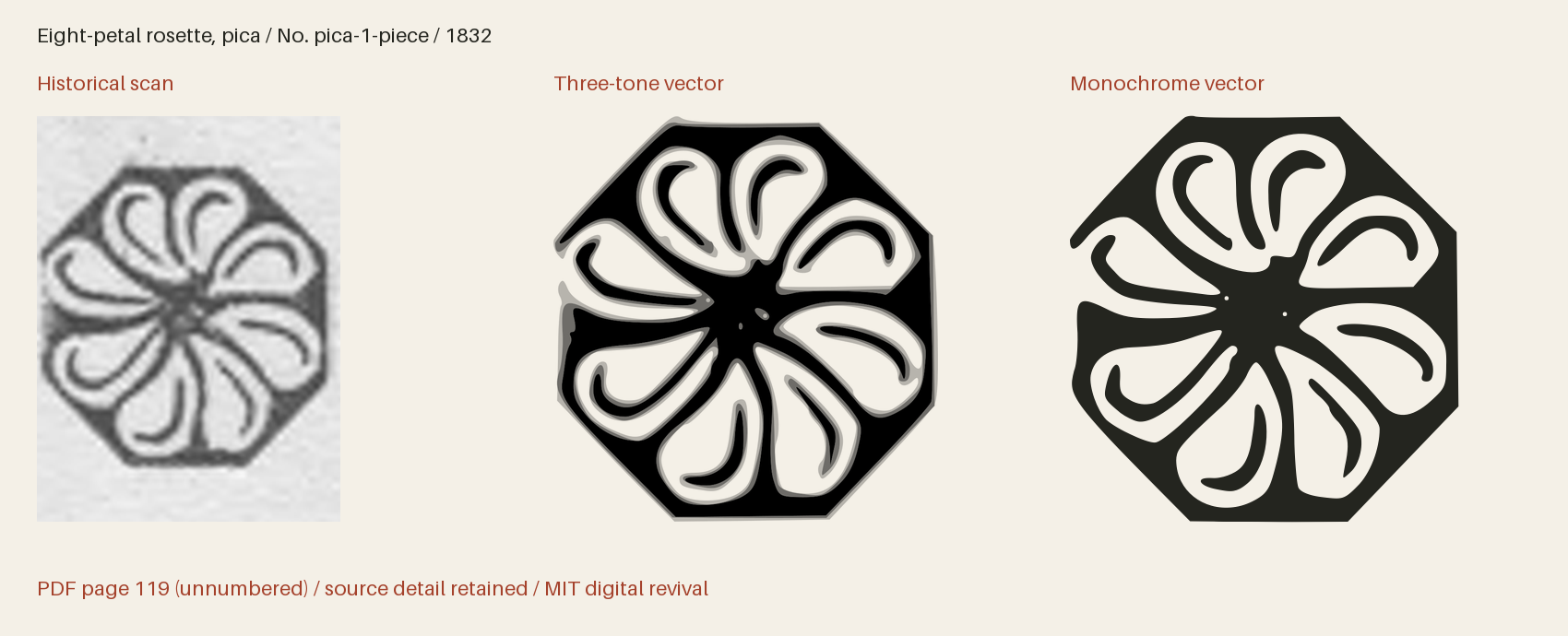 Historical scan beside the three-tone and monochrome vector revivals