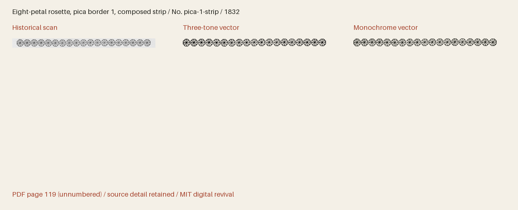 Historical scan beside the three-tone and monochrome vector revivals