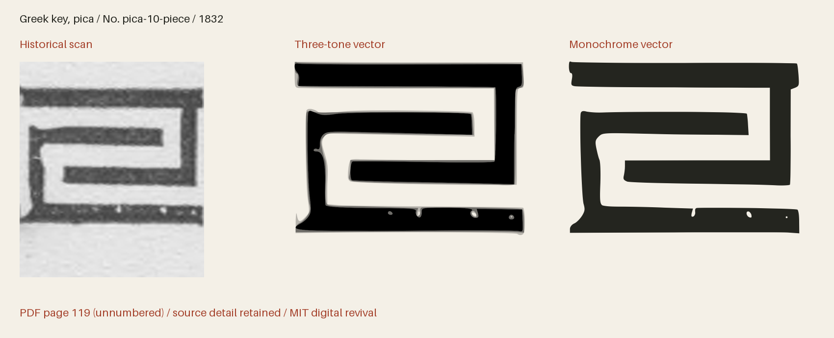 Historical scan beside the three-tone and monochrome vector revivals