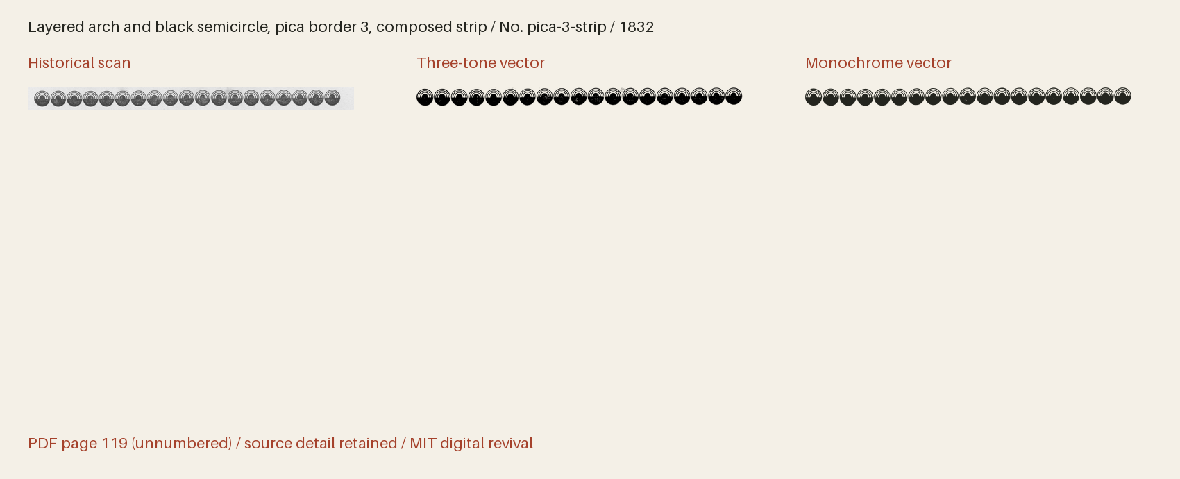 Historical scan beside the three-tone and monochrome vector revivals