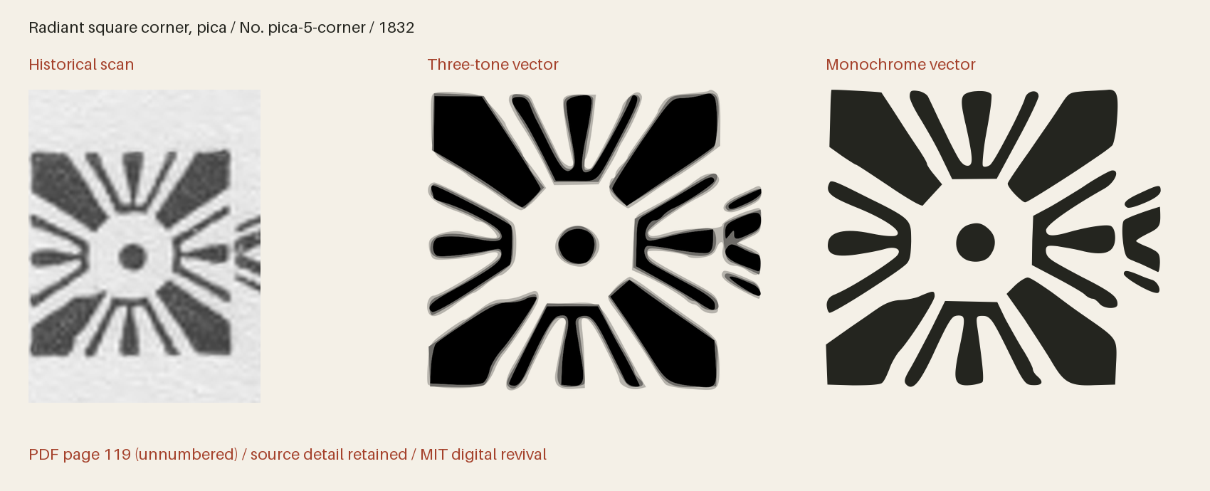 Historical scan beside the three-tone and monochrome vector revivals