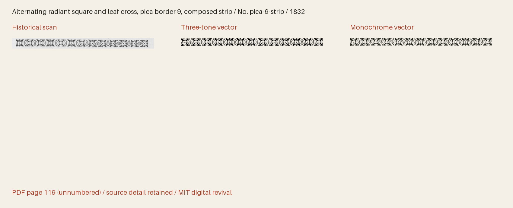 Historical scan beside the three-tone and monochrome vector revivals