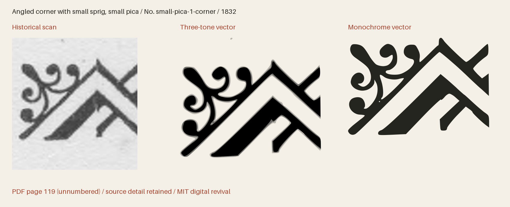 Historical scan beside the three-tone and monochrome vector revivals