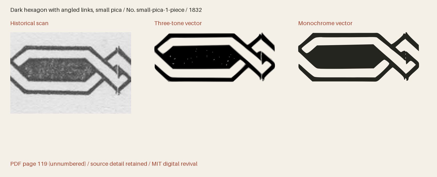 Historical scan beside the three-tone and monochrome vector revivals