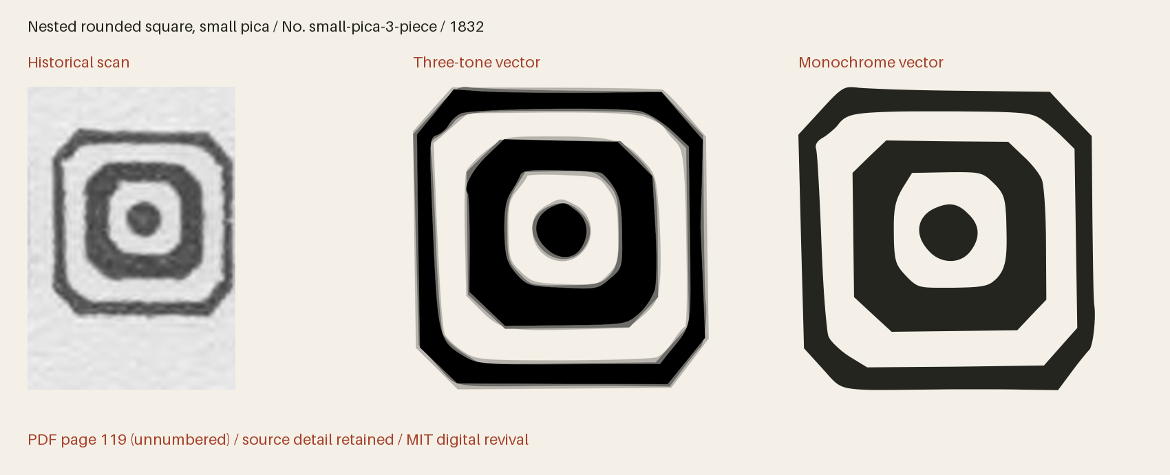 Historical scan beside the three-tone and monochrome vector revivals